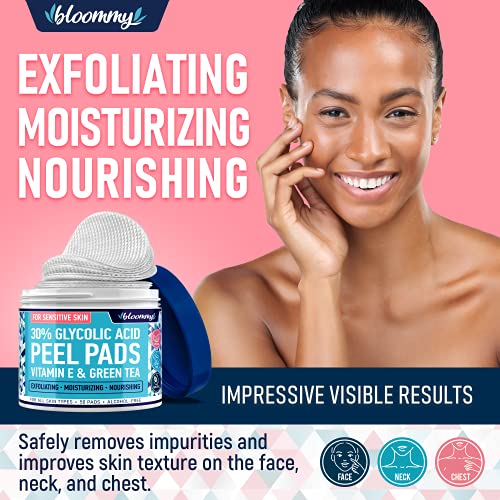 Glycolic Acid Pads - AHA Glycolic Acid Peel Pads for Sensitive Sk...