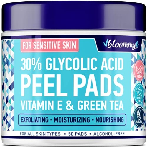 Glycolic Acid Pads - AHA Glycolic Acid Peel Pads for Sensitive Sk...