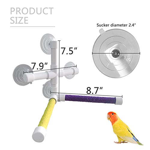 Bird Bath Perch Stand with 4-Suction Cup,Parrot Window Shower Rac...