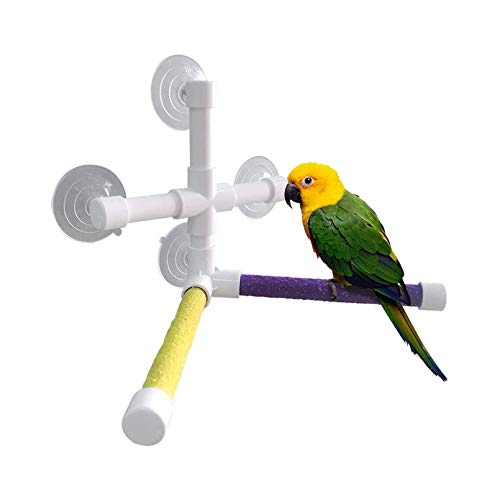 Bird Bath Perch Stand with 4-Suction Cup,Parrot Window Shower Rac...