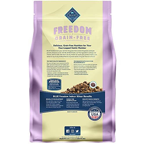 Blue Buffalo Freedom Grain Free Natural Indoor Kitten Dry Cat Foo...