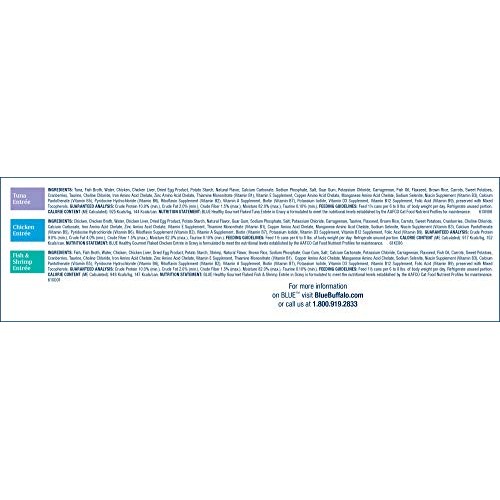 Blue Buffalo Healthy Gourmet Natural Adult Flaked Wet Cat Food Va...