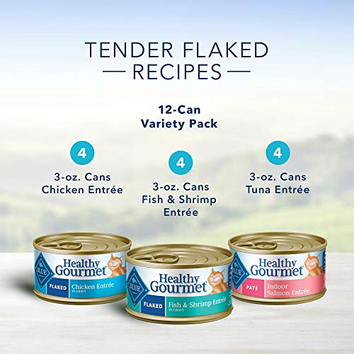 Blue Buffalo Healthy Gourmet Natural Adult Flaked Wet Cat Food Va...