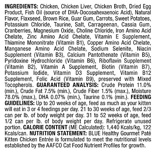 Blue Buffalo Healthy Gourmet Natural Kitten Pate Wet Cat Food Chi...