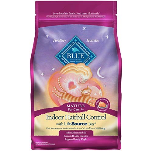 Blue Buffalo Indoor Hairball Natural Mature Dry Cat Food, Chicken...