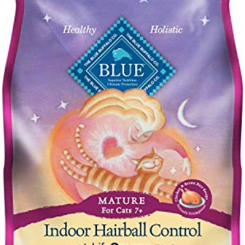 Blue Buffalo Indoor Hairball Natural Mature Dry Cat Food, Chicken...