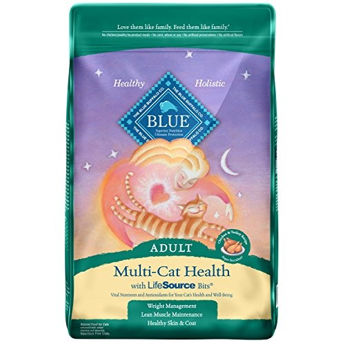Blue Buffalo Multi-Cat Natural Adult Dry Cat Food, Chicken & Turk...