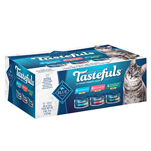 Blue Buffalo Tastefuls Natural Pate Wet Cat Food Variety Pack, Sa...