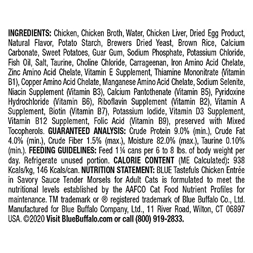 Blue Buffalo Tastefuls Natural Tender Morsels Wet Cat Food, Chick...