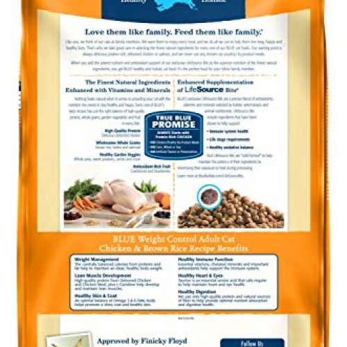 Blue Buffalo Weight Control Natural Adult Dry Cat Food, Chicken &...