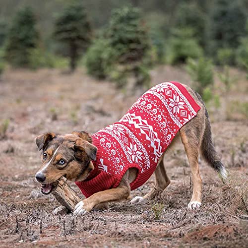 Blueberry Pet Christmas Fair Isle Mockneck Dog Sweater, Back Leng...