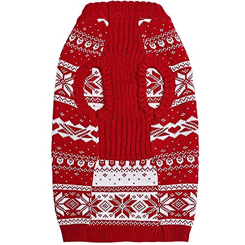 Blueberry Pet Christmas Fair Isle Mockneck Dog Sweater, Back Leng...