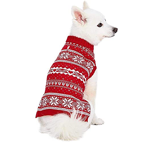 Blueberry Pet Christmas Fair Isle Mockneck Dog Sweater, Back Leng...