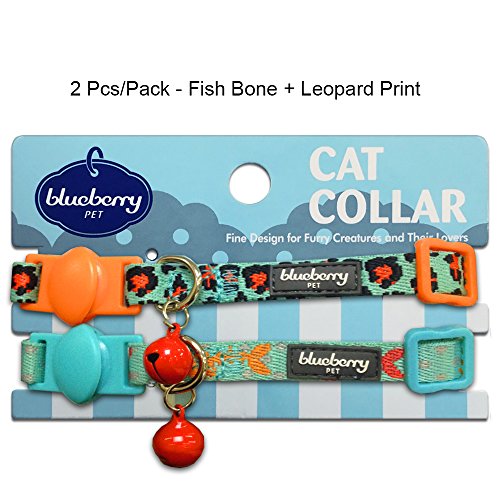 Blueberry Pet Pack of 2 Cat Collars, Hunting Expedition with Fish...