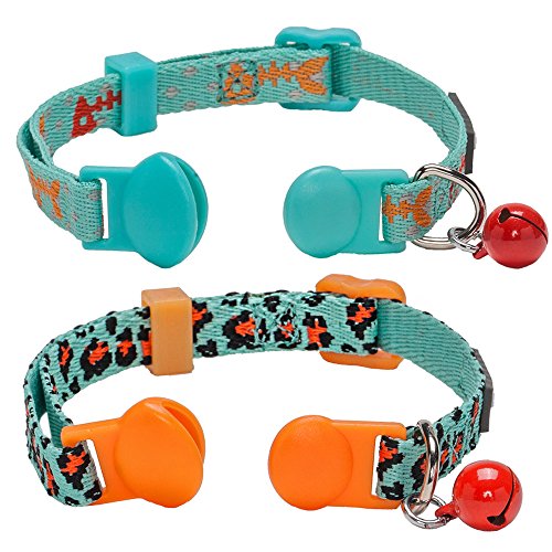 Blueberry Pet Pack of 2 Cat Collars, Hunting Expedition with Fish...