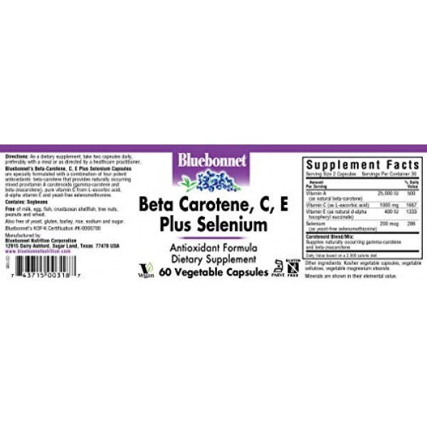 BlueBonnet Beta Carotene C and E Plus Selenium Vegetarian Capsule...