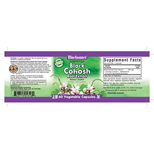BlueBonnet Black Cohosh Root Extract Supplement, 60 Count, White