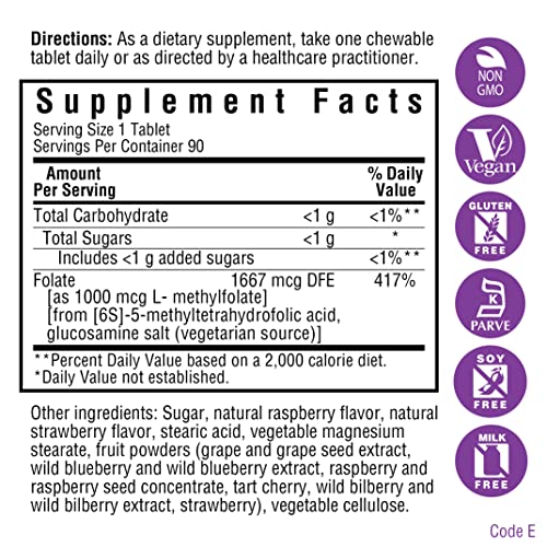 BlueBonnet Earth Sweet Cellular Active Methylfolate 1000 mcg Chew...
