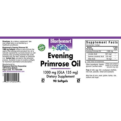 BlueBonnet Evening Primrose Oil Softgels, 1300 mg, 90 Count