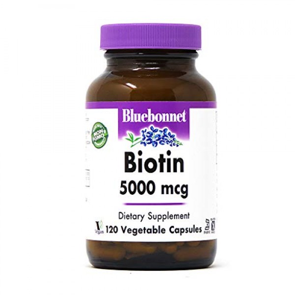 Bluebonnet Nutrition Biotin 5000 Mcg Vegetable Capsules, Biotin i...