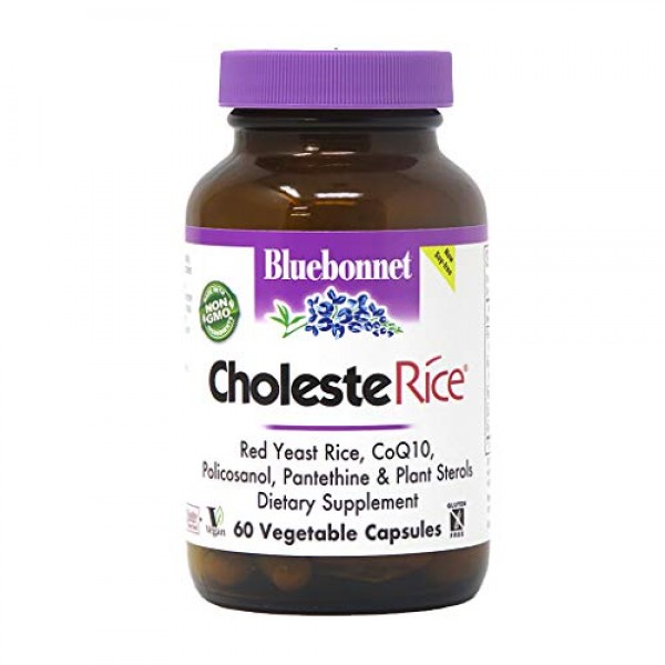 Bluebonnet Nutrition CholesteRice Vegetable Capsules, Red Yeast R...