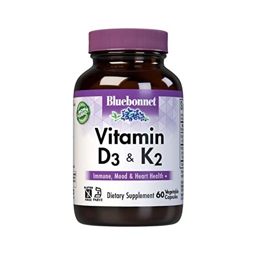 Bluebonnet Nutrition Vitamin D3 & K2, Soy-Free, for Strong-Health...