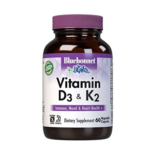 Bluebonnet Nutrition Vitamin D3 & K2, Soy-Free, for Strong-Health...