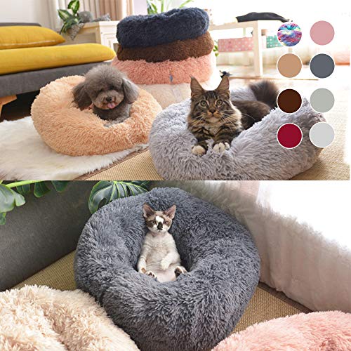 Blusea Donut Cuddler Pet Bed, Self Warming Cat Bed, Ultra-Soft Do...