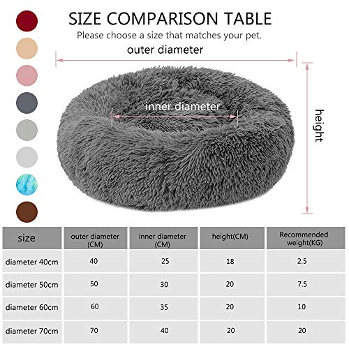 Blusea Donut Cuddler Pet Bed, Self Warming Cat Bed, Ultra-Soft Do...