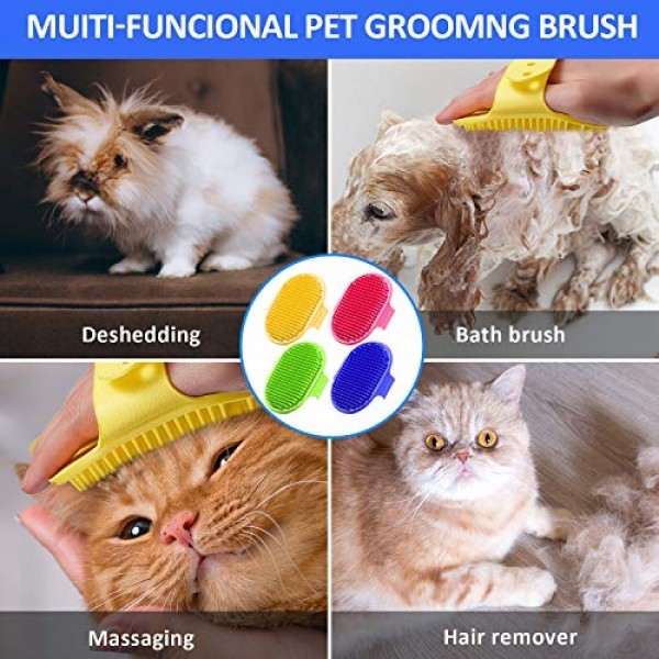 4 Pieces Pet Bath Brush Dog Washing Brush Rubber Dog Brush Cat Gr...