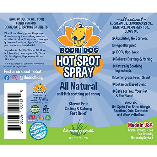 Natural Pet Hot Spot Spray | Soothing Plant Based Dog Treatment |...