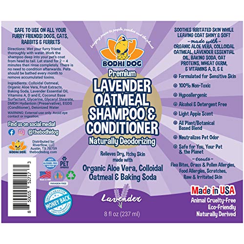 Organic Lavender Oatmeal Dog Shampoo and Conditioner | Hypoallerg...