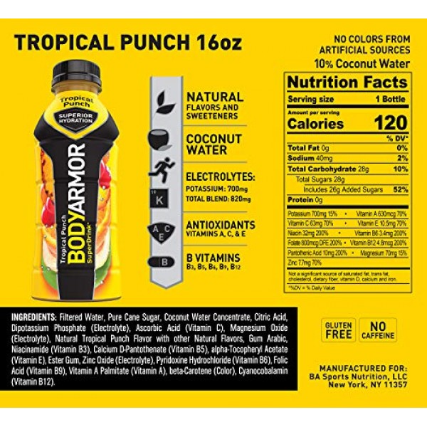 BODYARMOR Sports Drink Sports Beverage, Tropical Punch, Natural F...