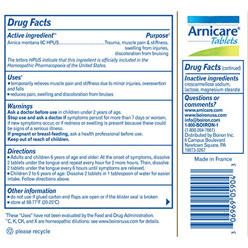 Boiron Arnicare, 60 Tablets, Homeopathic Medicine for Pain Relief