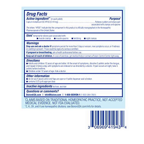 Boiron Cuprum Metallicum 6C Homeopathic Medicine for Nighttime Le...