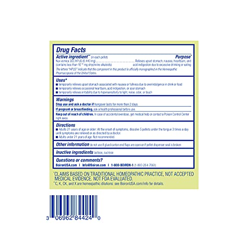 Boiron Nux Vomica 30C Homeopathic Medicine for Hangover Relief, U...