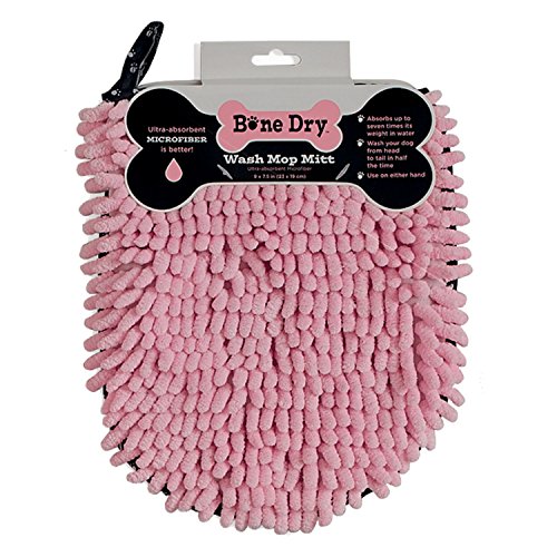 Bone Dry Drying Pet Towel, Mop Mitt - 9 x 7.5, Pink, 2 Piece