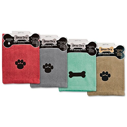 Bone Dry Embroidered Pet Towel, 44 x 27.5, Gray