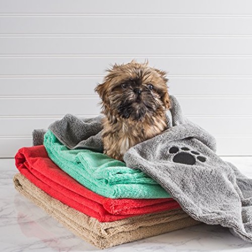 Bone Dry Embroidered Pet Towel, 44 x 27.5, Gray