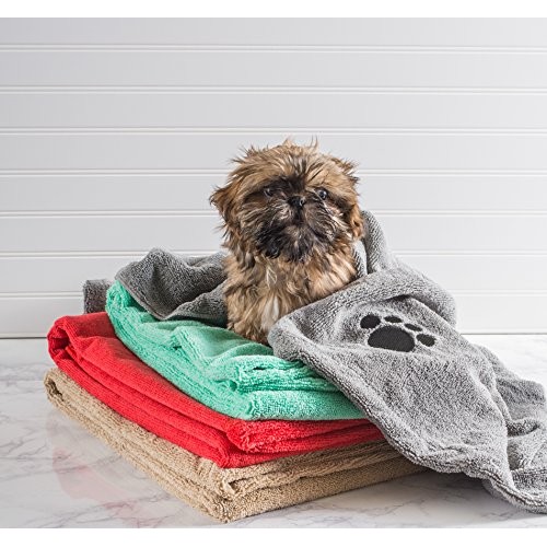 Bone Dry Embroidered Pet Towel, 44 x 27.5, Gray