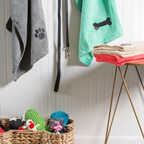 Bone Dry Embroidered Pet Towel, 44 x 27.5, Gray