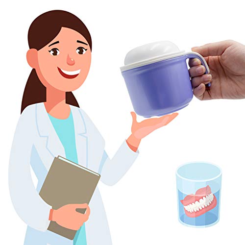 Denture Box Denture Cup with Strainer Portable Denture Bath Box C...