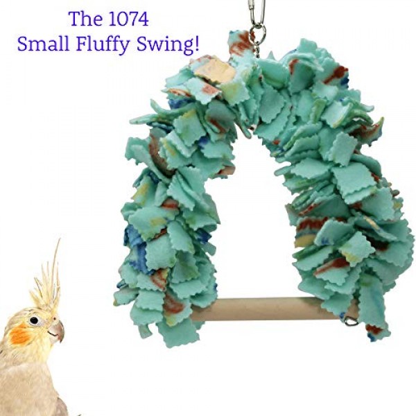 1074 Small Fluffy Swing Bonka Bird Toys Colorful Perch Fabric Fle...