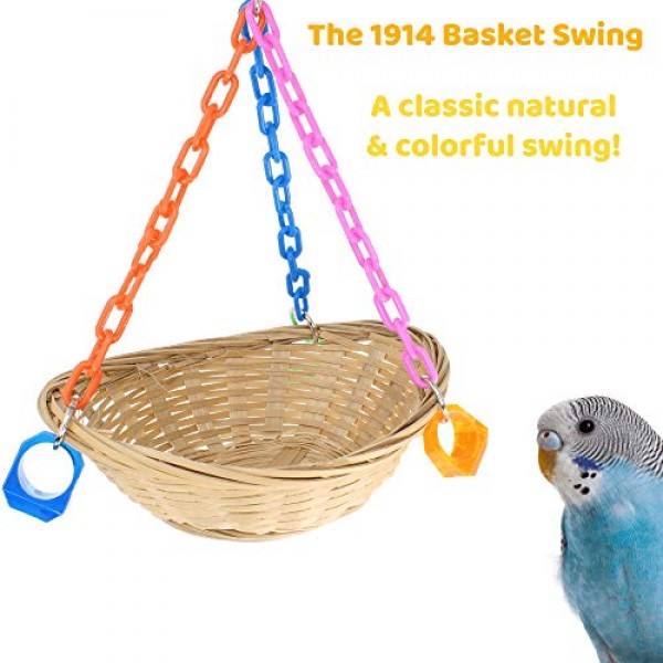 1914 Basket Swing Bonka Bird Toys Bamboo Colorful Chew Swing Hang...