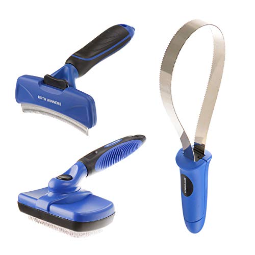 BOTH WINNERS Dog Shedding Brush Kit, Self Cleaning Slicker Brush,...