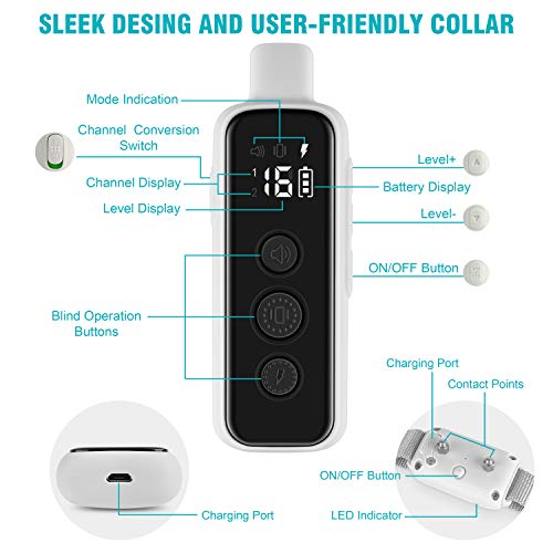 Bousnic Shock Collar for Dogs - Waterproof Rechargeable Dog Elect...