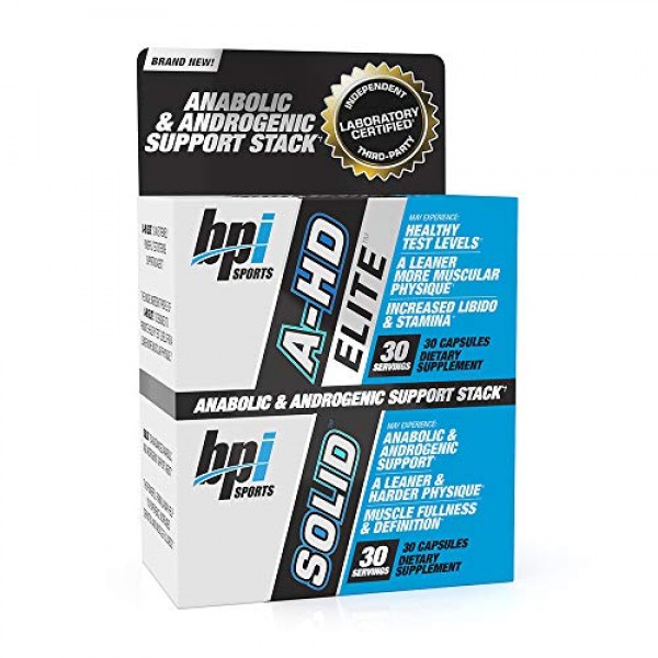 BPI Sports A-HD Elite/Solid 30 Capsules – Men’s Testosterone Bo...