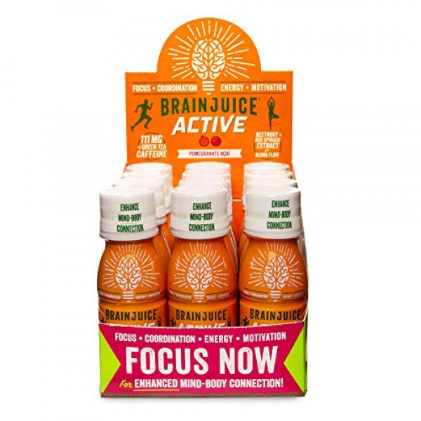 BrainJuice Active Shot, Pomegranate Acai | Liquid Nutrition Drink...