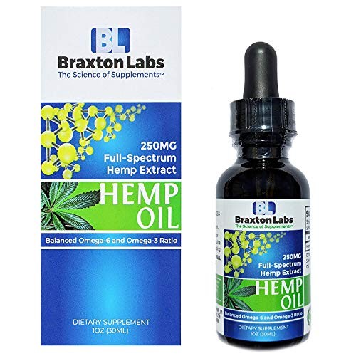 Braxton Labs Premium Hemp Oil 250MG Full-Spectrum Balanced Omega-...