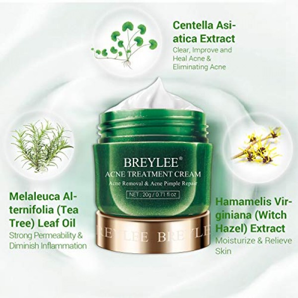 Acne Treatment Cream, BREYLEE Tea Tree Oil Acne Cream for Clearin...
